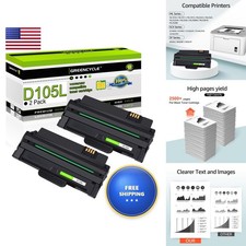 Greencycle D105L MLT-D105L High Yield Black 105L Toner Cartridge, 2 Pack picture