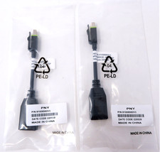 PNY 91008582V3 MINI DP DISPLAYPORT M - DISPLAYPORT F ADAPTER 2PK - NEW/SEALED picture