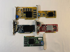 Lot 5 Retro Video Cards ASUS V7100 GeForce2 MX400 Radeon 9200SE Intel i740 AGP picture