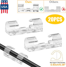 20x Cable Clips Self-Adhesive Tie Cord Management Wire Holder Organizer Clamp picture