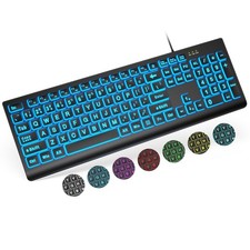 Large Print Backlit Keyboard, Wired USB Lighted Computer Keyboards with 7-Color picture