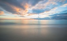Landscape sand sunset horizon sea calm beach clouds Custom Gaming Mat Desk picture