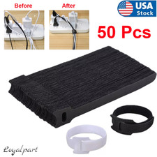 50 PCS Cable Straps Wire Cord Hook Loop Ties Reusable Fastening Organizer Laptop picture
