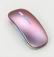 Wireless Mouse Bluetooth 2.4GHz USB Rechargeable Slim Black LED Light Up picture