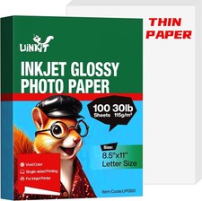 Thin Glossy Inkjet Photo Paper 30 lb 8.5 x 11 in 100 Sheets 115 gsm Printing Sup picture
