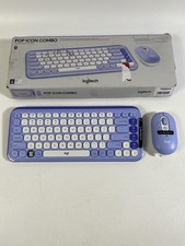 Logitech POP ICON Wireless Bluetooth Keyboard and Mouse Combo - Lilac *Read* picture