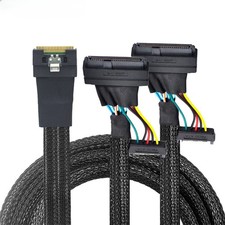 Slimline SAS SFF-8654 8i 74Pin to 2X SFF-8639 U.2 15Pin High Speed Server Cable picture