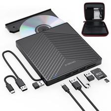 ORIGBELIE External CD DVD Drive, Ultra Slim CD Burner USB 3.0 with 4 USB Port... picture