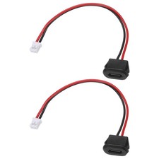 2pcs Type-C 2Pin Wire Black Square  USB-C Female Socket to PH2.0 picture