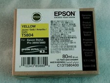 T5804 Genuine Epson Pro 3800 3880 Yellow Ink T580400 w/exp 12-2023 picture