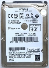 HITACHI 5K750-500 500GB 5400 RPM 2.5” SATA HDD HTS547550A9E384 P/N: 0J27701 picture