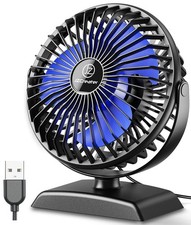 JZCreater USB Desk Fan, 360 Rotation Personal Cooling 4.9inch, 282-Black+Blue picture