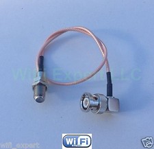 12 INCH RG316 LOW LOSS COAX RF CABLE F TYPE TV FEMALE TO BNC MALE RIGHT ANGLE US picture