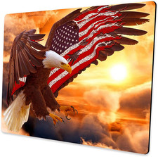 Customized Square Gaming Office Computer Mouse Pad, American Flag Eagle anti Sli picture