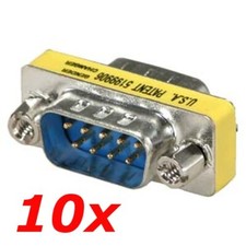 10 PACK DB9 D-SUB 9-Pin RS232 Serial Male to Male Gender Changer Coupler Adapter picture