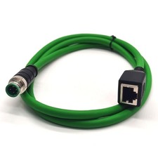 M12 4-pin D Code Male to RJ45 Female Cat6 Industrial Ethernet Cable 3.28ft picture