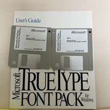 Microsoft TrueType Font Pack Windows 3.1 3.5” Floppy Disk + Manual Complete 1992 picture