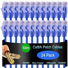 Lysymixs Cat6a Slim Ethernet Patch Cable 1.5 ft (24 Pack), Cat6a Patch Cable for picture