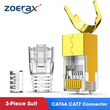 ZoeRax 50pcs CAT6A CAT7 Connector 50μ Gold Plated with Strain Relief Boots picture