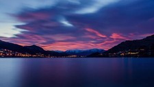 Landscape lake dawn mountains horizon sunrise city Custom Gaming Mat Desk picture