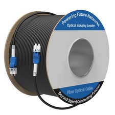 100M/328FT LC to Armored Outdoor Fiber Optic Cable, 100m (328.1ft), Black picture