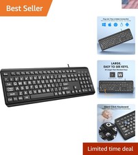 Large Print Computer Keyboard, Wired USB Full Size Quiet Keyboard with 4X Ove... picture