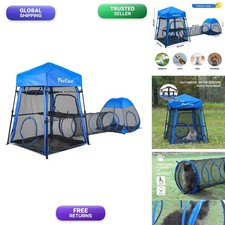PetEase 3-in-1 Extra Large Portable Cat Playpen with Tower Tent & Tunnel picture