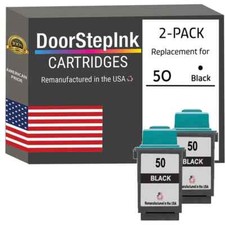 DoorStepInk Compatible Ink Cartridge for Lexmark #50 Black Twin Pack-USA picture