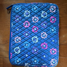Quilted Padded Tablet/eReader Sleeve Pouch, Zipper Closure, Blue Floral picture