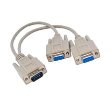 10PCS 1' DB9 9Pin Male to 2-DB9 Female Serial Y Cable 28AWG Shielded Straight picture