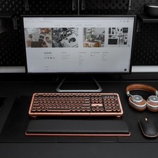 Azio Retro Classic Bluetooth Keyboard Artisan Real Leather Clicky picture