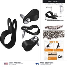 100pcs 1/4 inch rope light mounting clips black nylon plastic cable clamps picture