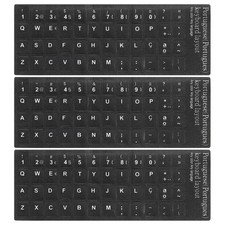 Portuguese Keyboard Stickers Black Background W White Lettering 3Pcs picture