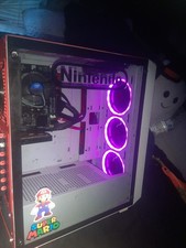 Red and black custom gaming pc build for home office work Station. Duel gpu Argb picture