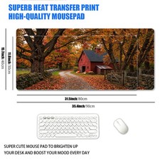 1pc XXL Large Mouse Pad, Autumn Maple Red Barn Healing Scenery Style, Office D picture