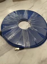 50ft Gold Plated CAT-7 10 Gigabit Ethernet Ultra Flat Patch Blue Braided RJ45 picture