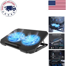 Ergonomic Laptop Cooling Pad with Adjustable Height & Dual Quiet Fans, Black picture