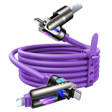 LISEN 240W Chubby USB C to C, 4 in 1 Charging Cable (6.6FT) 6.6FT, Purple picture