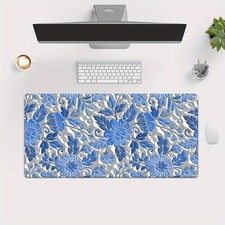 1pc, Blue Flowers, 3D Flowers, HD Printed Pad for Desk, Multi Functional XXL M picture