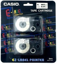 CASIO IR-18WE2S TAPE CASSETTES, 18mm,BLACK ON WHITE, 2 PACK NEW . picture