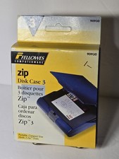 VTG Fellowes Portable Plastic Blue Zip Disk Case picture
