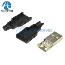 5PCS USB2.0 Type-A Plug 4-pin Male Adapter Connector jack&Black Plastic Cover picture