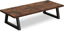 24 inch Monitor Stand Riser Rustic Brown Wood & Steel Computer with Storage picture