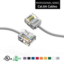 20 Pack of 5Ft CAT6A UTP Super-Slim Ethernet Network Cable 32AWG Gray picture