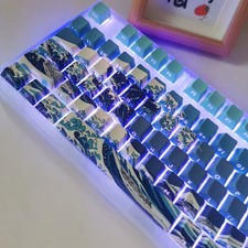 125 Keys Kanagawa Themed Top/Side Printed RGB Backlit Keycaps Dye Sub PBT Keycap picture