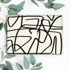 Minimalist Black Lines White Trendy Hard Case For Macbook Pro 13 14 15 16 Air 13 picture