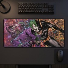 Batman Vs Joker Gotham City Custom TCG Playmat Neoprene XXL PC MousePad 35x15” picture