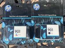 HP 901 Black and Tri-Color Ink Cartridge Lot Sealed New Warranty Ending 2015 picture