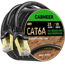 CAT6A Outdoor Ethernet Cable 100Ft, Direct‑Burial RJ45 Network Cable picture