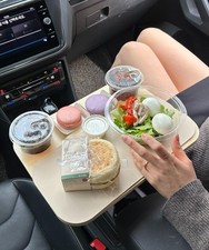 Bandeja para comida coche, mesa con portavasos y escritorio para portátil 2 en 1 picture